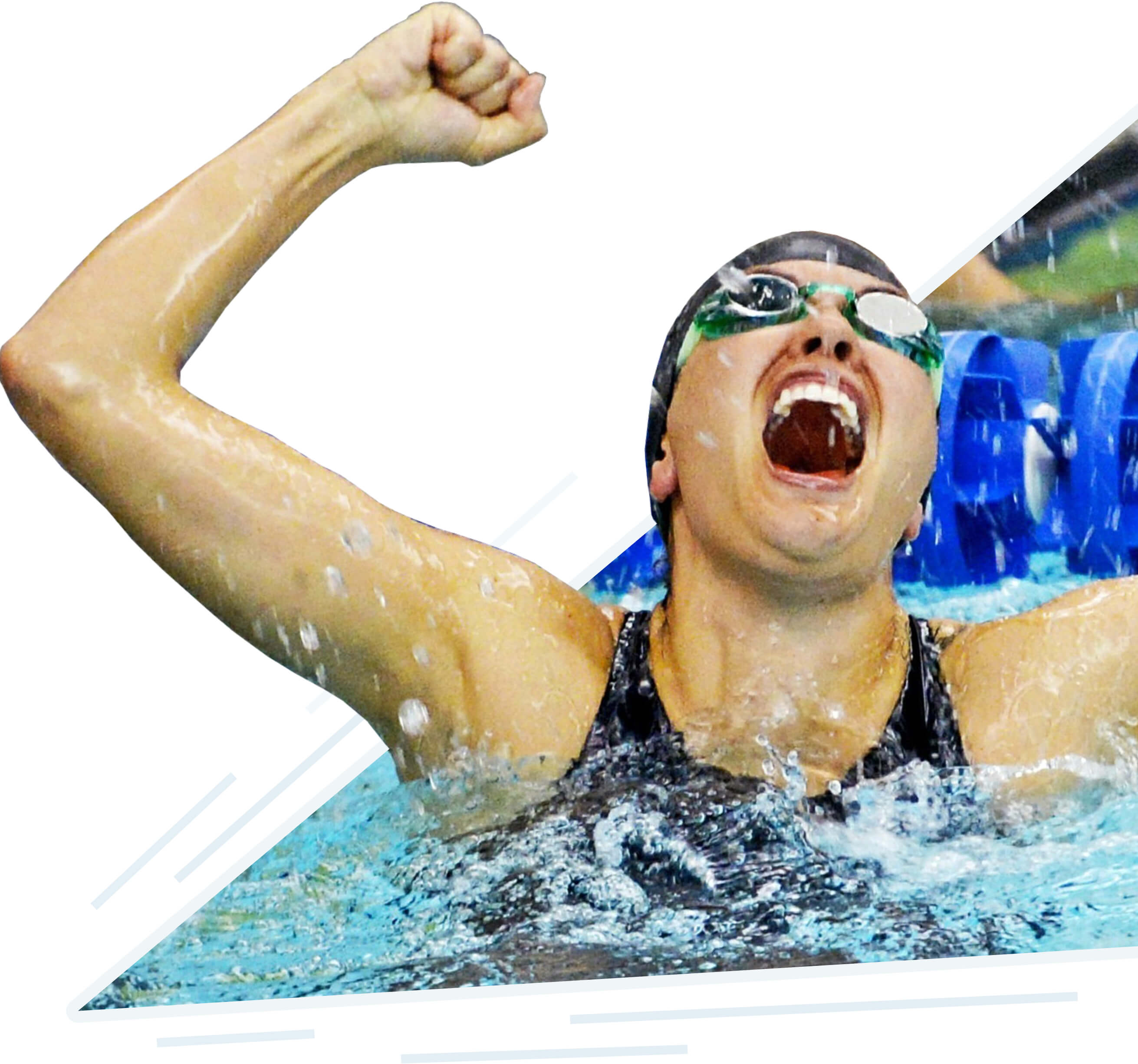 swimmer celebrates win